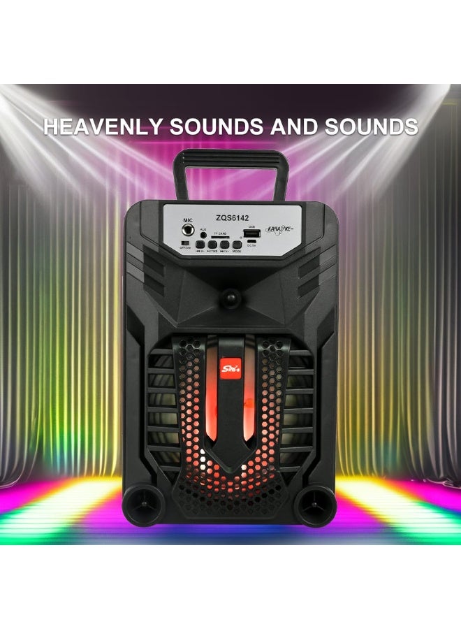 Sing-e ZQS-6142 4-Inch Multimedia Bluetooth Speaker – 8W RMS Super Bass with LED Lights - Image 1